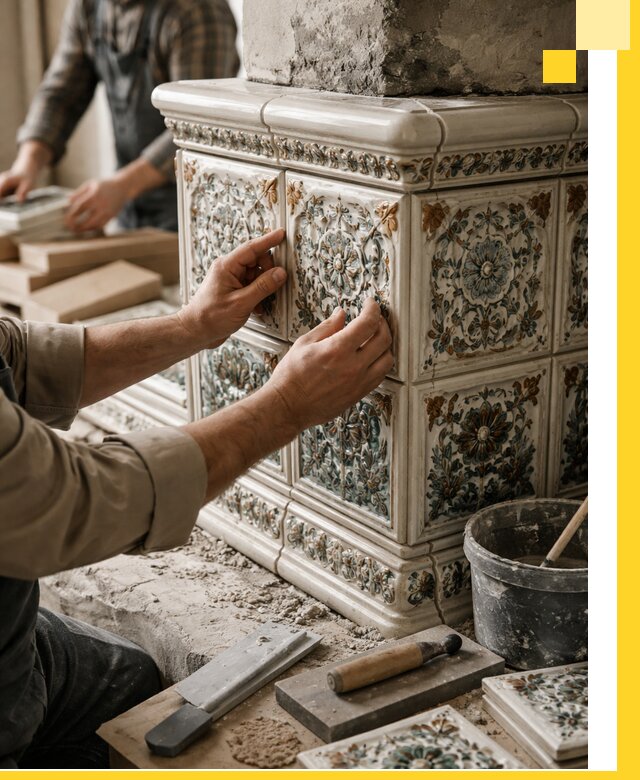 Изразцовые камины под ключ в Зиме: проект и монтаж