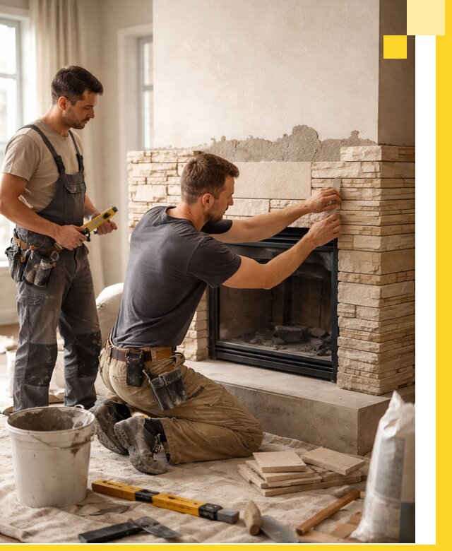 Установка и монтаж каминов для загородного дома в Зиме