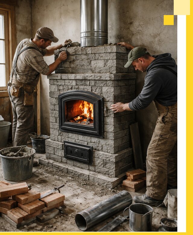 Производство, поставка и монтаж дровяных печей в Зиме