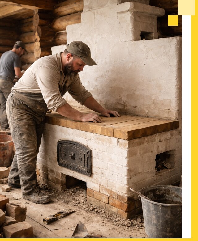 Проектирование и установка русской печи с лежанкой в Зиме