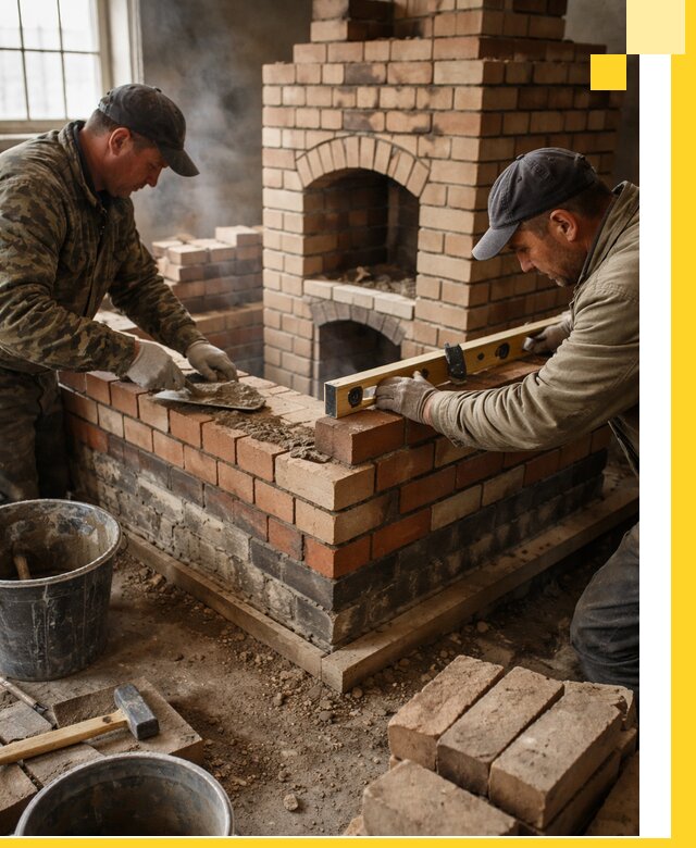 Изготовление и монтаж печей и каминов из кирпича в Зиме