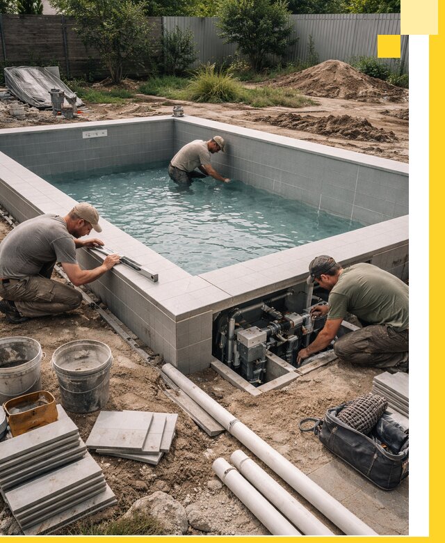 Строительство и монтаж бассейнов для дачи под ключ в Зиме