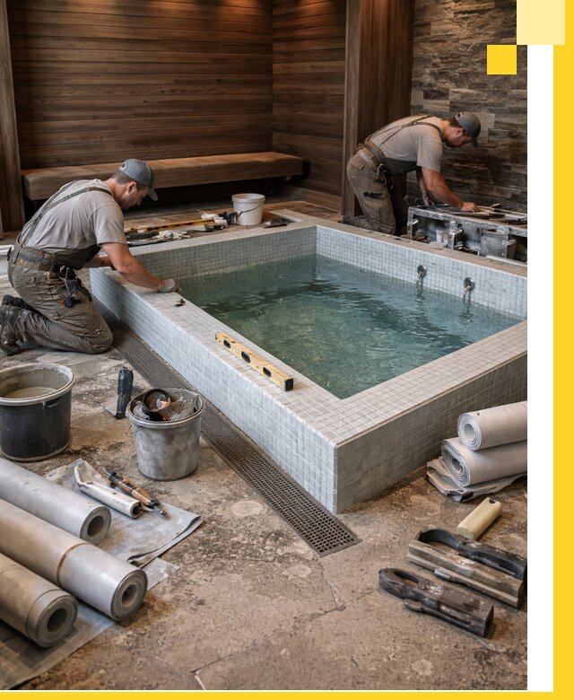 Установка и строительство бассейнов для сауны в Зиме