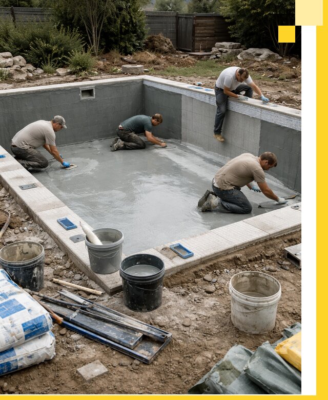 Изготовление и монтаж чаши бассейна под ключ в Зиме