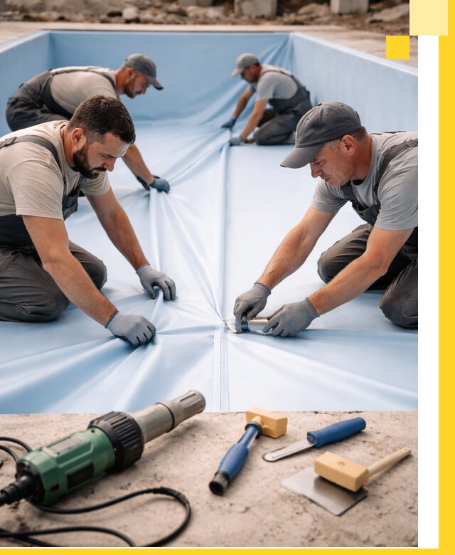 ПВХ пленка для бассейнов с монтажом и гарантией в Зиме