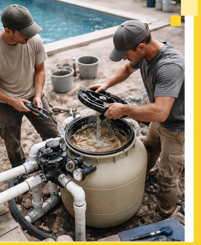 Установка и обслуживание песочных фильтров для бассейнов в Зиме