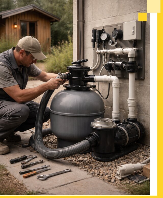 Продажа и монтаж фильтров и насосов для бассейнов в Зиме