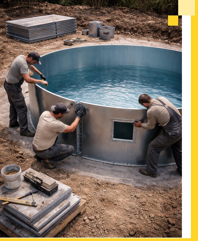 Круглые бассейны под ключ в Зиме проектирование и монтаж