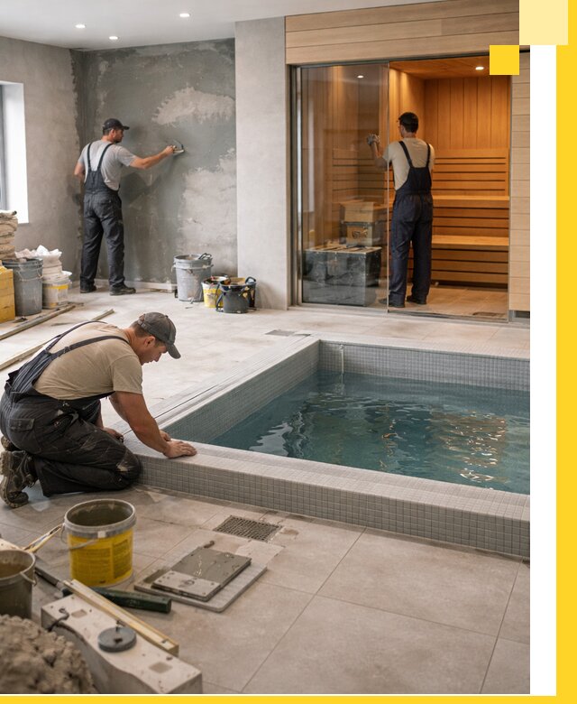 Проектирование и строительство сауны с бассейном в Зиме