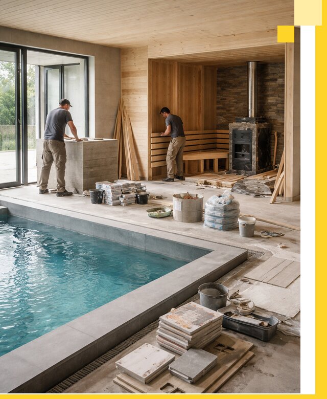 Проектирование и строительство бань с бассейном в Зиме