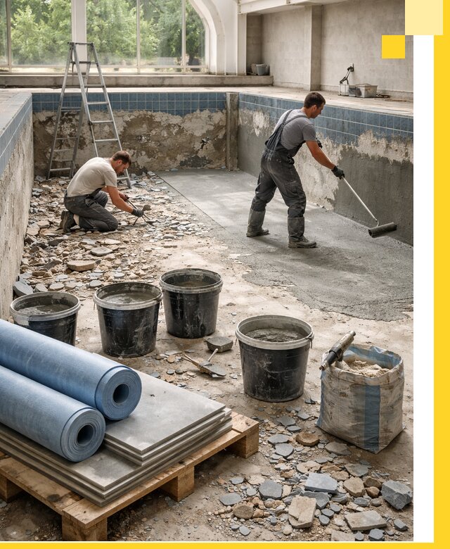 Реконструкция бассейнов в Зиме: ремонт, гидроизоляция