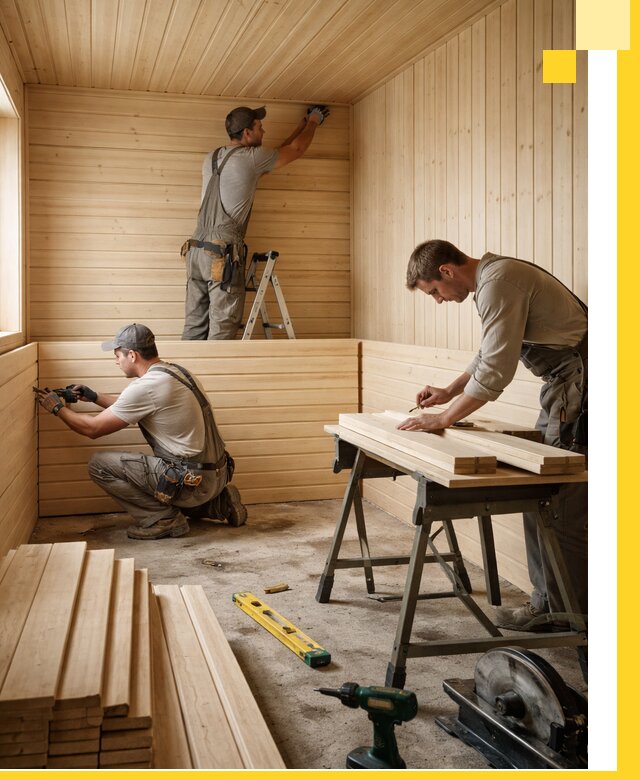 Обшивка саун в Зиме из натуральной древесины под ключ