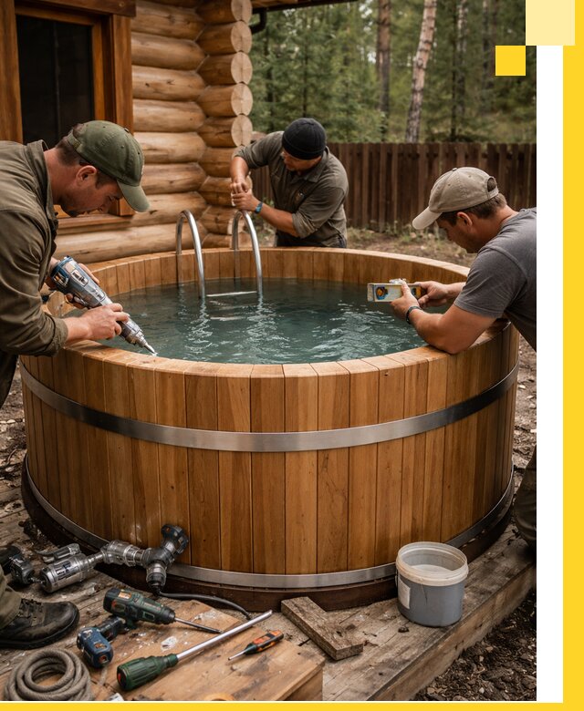 Строительство бань с купелью под ключ и отделкой в Зиме