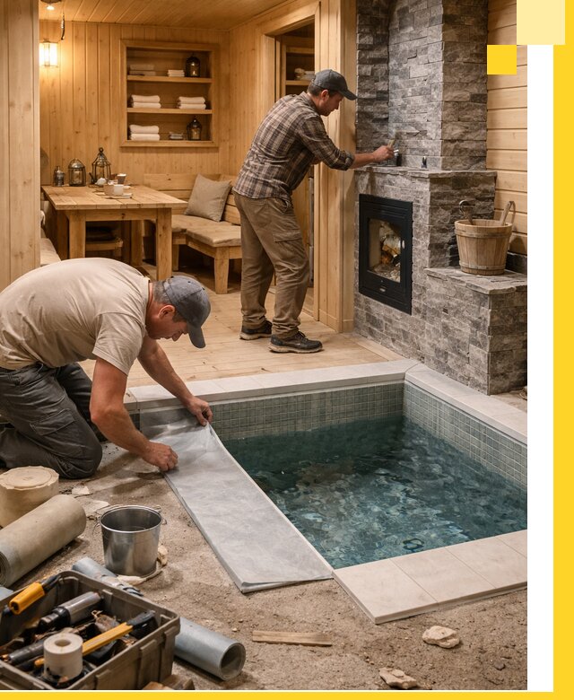 Строительство бань с комнатой отдыха под ключ в Зиме