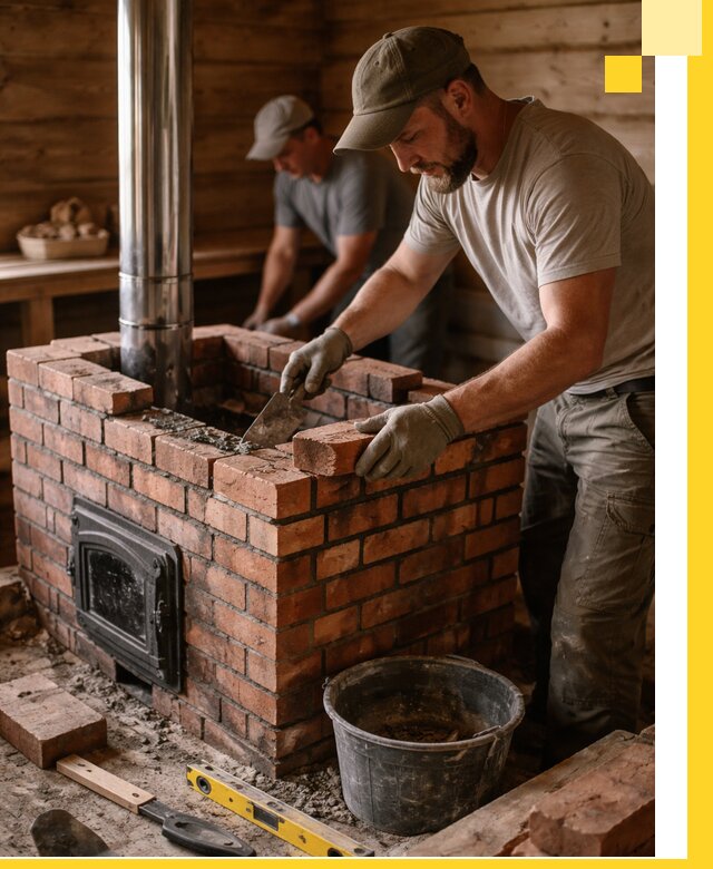 Кирпичные печи для бани под ключ в Зиме, проект и монтаж