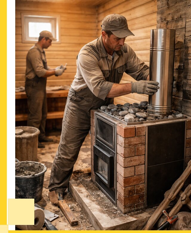 Монтаж печи в бане под ключ в Зиме от 20456 р. | ЭриданЗма