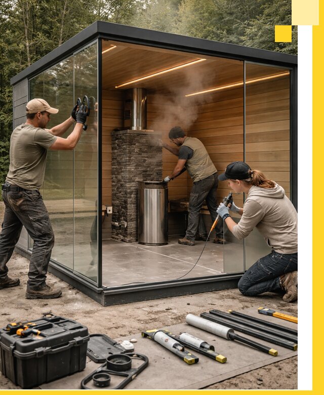 Проектирование и строительство стеклянных бань в Зиме