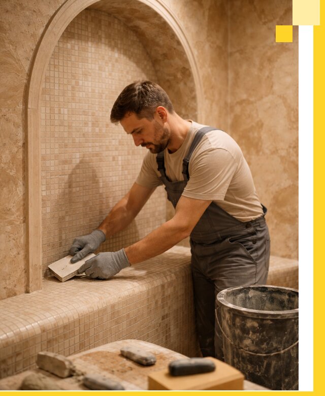 Профессиональная отделка хамамов с мозаикой под ключ в Зиме