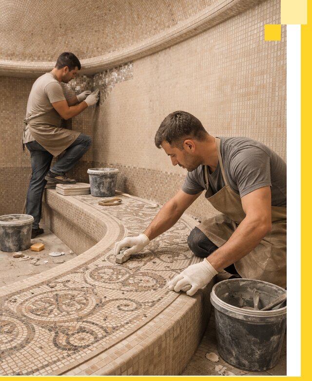 Плитка для хамама в Зиме, укладка, подбор и поставка